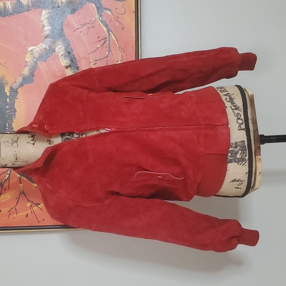 Emporium Capwell Vintage 1980s Red Suede Leather Jacket - Picture 1 of 9